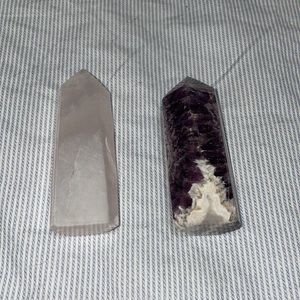 Clear quartz and amethyst towers